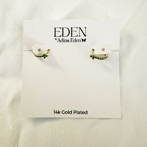 Eden Adina 14k Gold Plated Sterling Silver Huggies Hoop Earrings NWT
